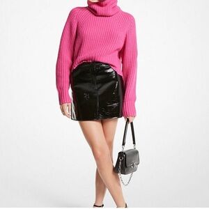 Michael Kors black patent mini skirt